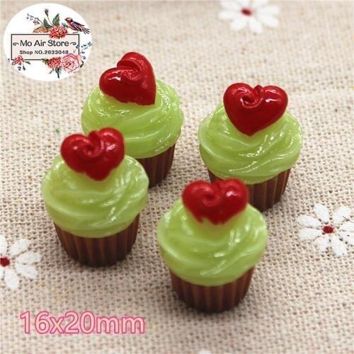 3D heart cake dessert 10PCS resin Flat back Cabochon Miniature Food Art Supply Decoration Charm Craft