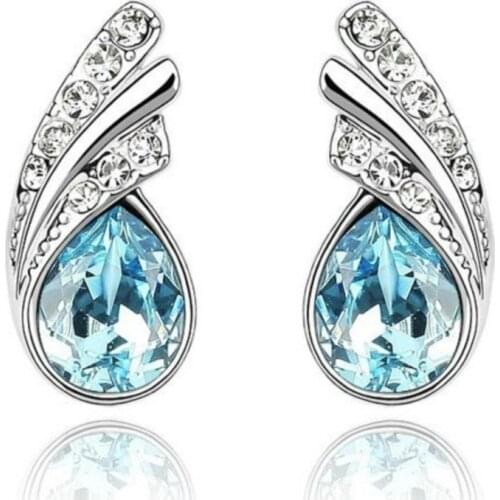 Austria crystal leaf feather Fashion jewelry gifts trendy promotion charm girl water dropshipping Earring top quality