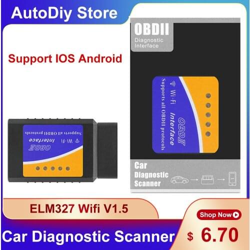 Mini ELM327 Wifi V1.5 OBD2 Diagnostic Tools Car Scanner Support IOS Android System Read Code Faults Works with All OBDII Vehicle
