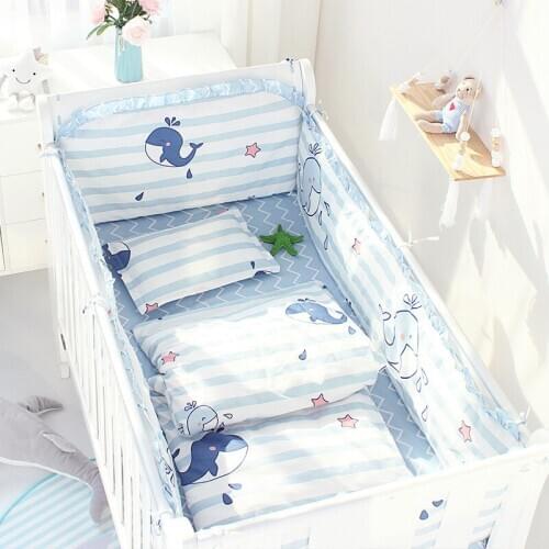 Baby Crib Sides Bumper For Newborn Baby Room Decoration Kids Crib Portector Thick Soft Bed Cushion Detachable With Cotton Cover
