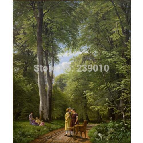 Free shipping classical landscape oil painting canvas prints woods landscape oil painting printed on canvas figure picture