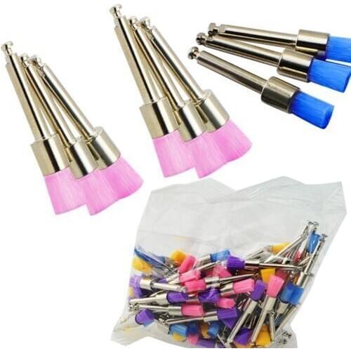 Free Shipping New 100pcs Dental Mixed Color Nylon latch flat Polishing Polisher Prophy Brushes