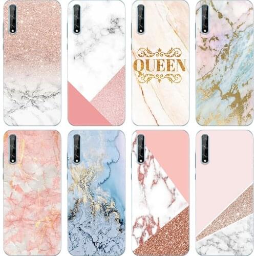 Chic Pink Marble Pretty Soft Silicone Phone Case for Huawei Y5 Lite 2018 Y6 Y7A Y9A Prime 2018 Y9 2019 Y9S Y5P Y6P Y7P Y8P Cover