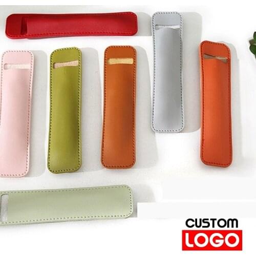 PU Leather Pencil Case Solid Color Hollow Creative Simple Student Stationery Box Gift Pen Case Pencil Pen Protective Cover