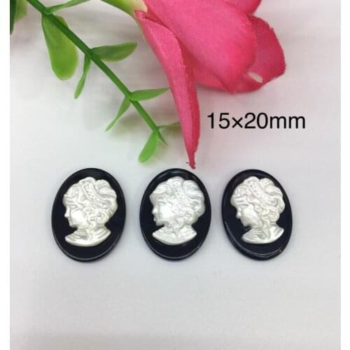 Black Natural Elliptical Head Mother of Pearl Shell Carving Cabachon Beads for Jewelry Open Box Clasp