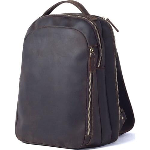 Crazy Horse Leather Oxhide Top Layer Cow Leather Shoulder Bag Handmade Head Leather Backpack Cowhide Mens Computer Bag