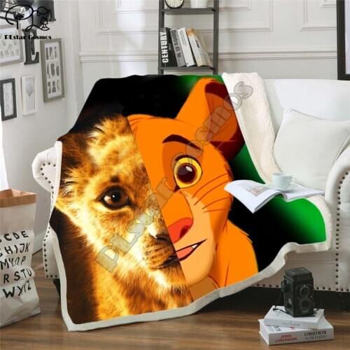 Kids Anime Lion King Simba 3D Blanket Fleece Cartoon Art Print Children Warm Bed Throw Blanket newborn bayby Blanket style-2