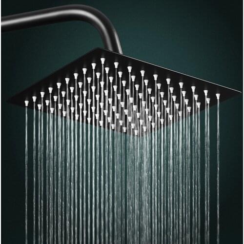 Rainfall Shower Head Stainless Steel Ultra-thin Black Showerheads Rain Shower Square shower head