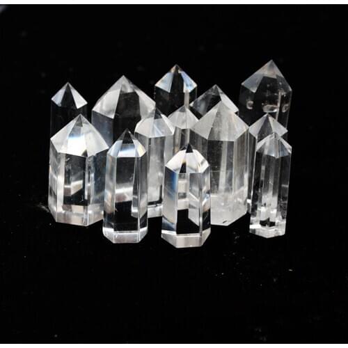 DS 5pcs Natural Clear Quartz Crystal Wand Point Reiki Healing Wand Crystal Stone DIY Crafts Chandelier Making Home Decoration