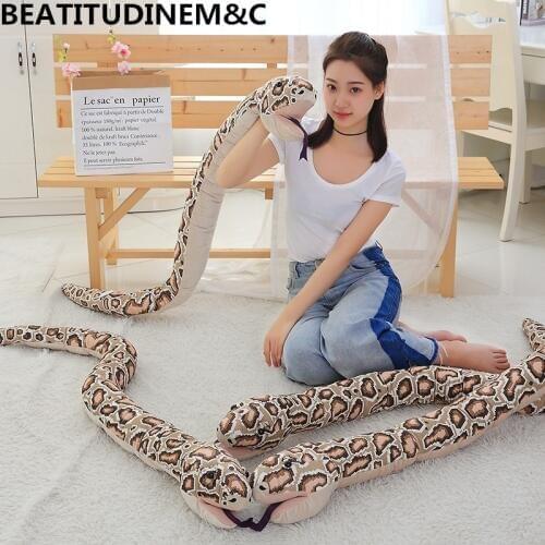 1Pcs 165cm Beauty and Snake Game Hand Puppet Plush Toys, Leopard Print Sexy Snake Plush Toys, Children Toys, Home Decoration, Gi