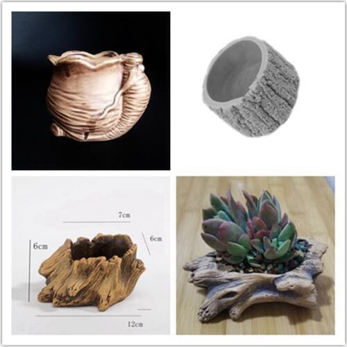 Tree Root Bark Cement Succulent Plants Silicone Mold Round Shape Ginseng flower pot molds Handmade Clay Mould