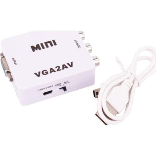VGA to AV Mini Converter Scaler Adapter Support 1080P VGA2AV Converter PC to TV HD Computer to TV