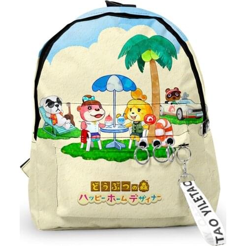 Trendy Animal Crossing School Bags Travel Bag Boys Girls Cute Small Bags 3D Print Oxford Waterproof Key Chain Notebook Backpacks