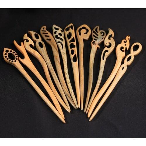 Fashion Handmade Chopstick Hair Stick Sandalwood Wood Hand-Carved Hairpin Hair Accessories Women Retro Style Hair Styling Tools