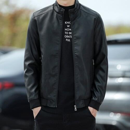 Hawaifish motorcycle leather jacket men new popular Korean version slim style menswear hot sale fashion high quality clothing