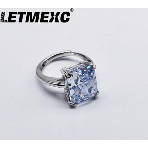 Letmexc Classic 925 Silver High Carbon Diamond Lab Zircon CZ Mens Womens Engagement Wedding Rings Customization