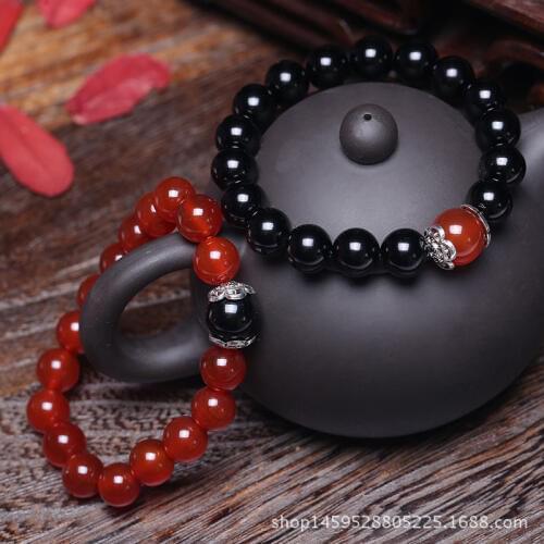 AAA Red and Black Natural Stone Men and Women Bracelet Simple and Grace Style Power Bracelet Great Gifts for friendship