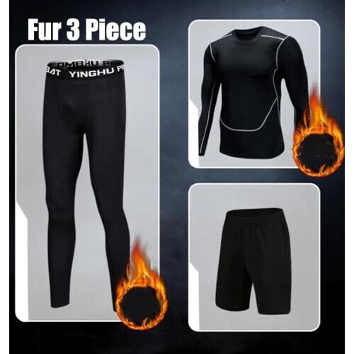 TaoBo Fur Compression Set Mens Sport Suits Running sets Dry Fit Sports Gym Fitness Tights Jogging Rashgard Tracksuit Shorts MMA