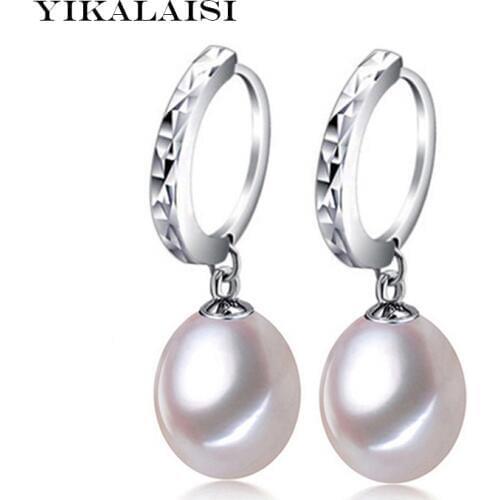 YIKALAISI 2017 new 925 sterling silver jewelry natural long pearl earrings jewelry for women 9-10mm highquality for women