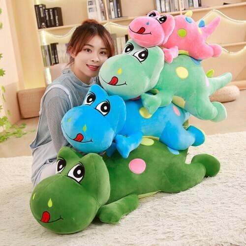 2021 New 4 colors Blue&Pink&Green Real Life Lying Smile Dinosaur Plush &Stuffed Anime Toys for Children Creative Birthday Gifts