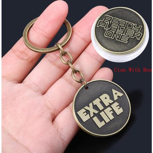 SG New Game Ready Player One Coin Badge Keychain EXTRA LIFE Specie Cosplay Souvenir Keyring For Men Jewelry