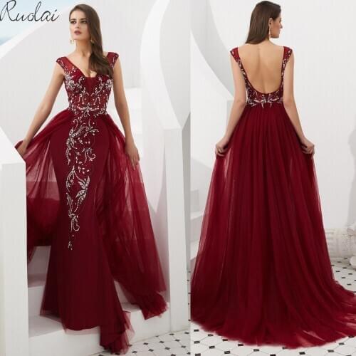 New Crystal Decoration Evening Dresses Long For Women Formal Dress Wedding Party Dress vestidos de fiesta