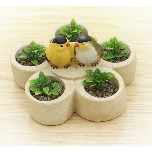 The New Induction Bird Cry Resin Flower Pot Creative Home Desktop Decoration Garden Ground Succulent Plant Flower Pot Large