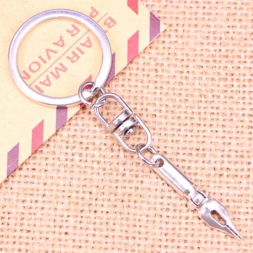 New Fashion Keychain 32x7mm vintage ink pen nib Pendants DIY Men Jewelry Car Key Chain Ring Holder Souvenir For Gift