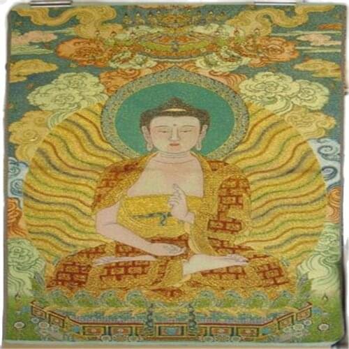 Brocade painting Thangka Golden silk weaving Thangka Buddha statue Shakyamuni Buddha