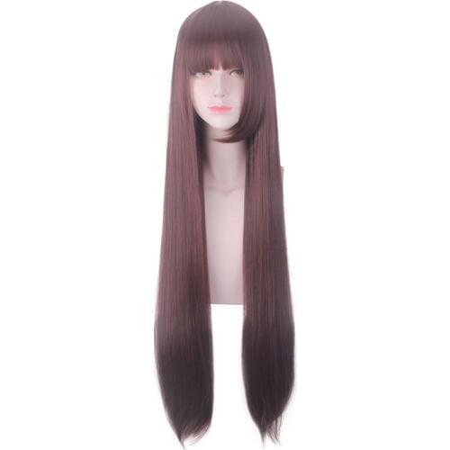 Game Azur Lane Akagi cosplay Wig 100cm long straight Brown Red Fake Hair Heat Resistant Fiber Synthetic Wigs Women Costume