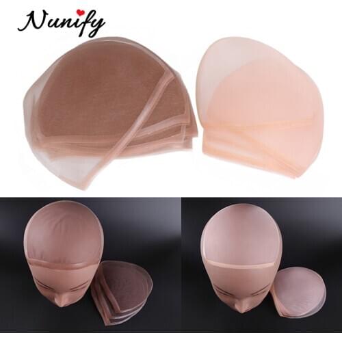 Nunify 1Pcs/Lot Swiss Lace Wig Net Beige Mono Net Adjustable Elastic Hair Net Snood Swiss Lace Caps Invisible Lace Frontal