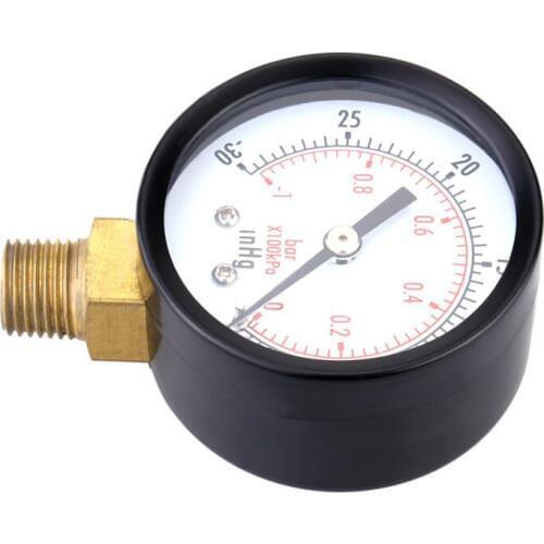 Portable Dual Scale Vacuum Pressure Gauge Measuring For Air Compressor Water Oil Gas 1/4" NPT Lower Mount 50mm Diameter