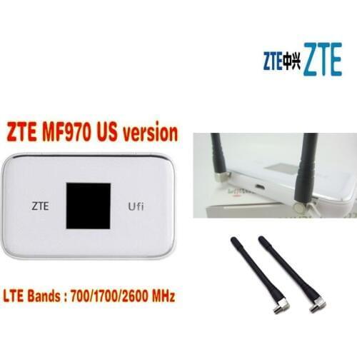 Unlocked US version ZTE MF970 4G LTE Cat6 300Mpbs Wireless Router With Sim Card Slot & 4G Mobile Hotspot Router plus 2pcs antenn