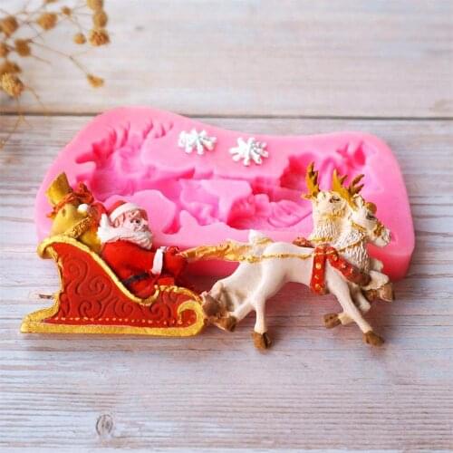 Christmas deer Santa Claus silicone mold fondant mold cake decorating tools chocolate gumpaste mold