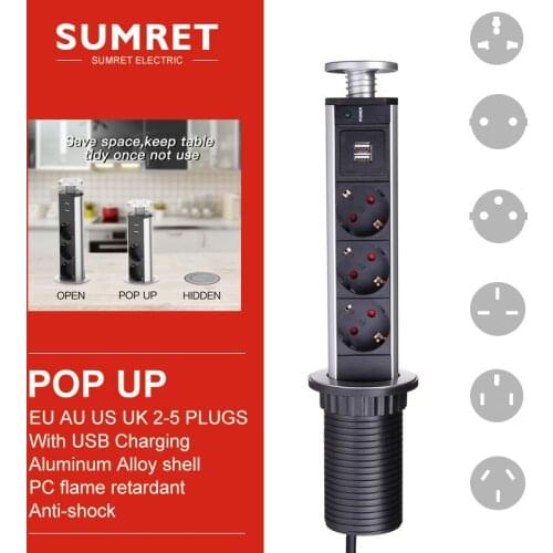 Hidden conference kitchen table socket pop up 2 3 4 5 EU AU US UK PLUG USB charge Electrical Power Desktop Sockets