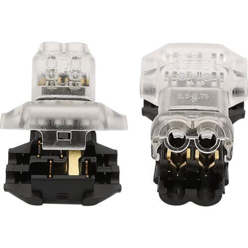 5Pcs T Shape 2 Way Wire Wiring Connector Quick Connections Universal Compact 2 Pin Conductor Terminal Block with Lever AWG 18-24