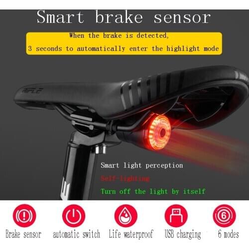 Bike Smart brake light sensor Bicycle Light Smart Sensor Signal Light Brake Tail USB echargeable For MTB Road Bike