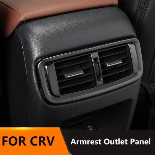 Interior Mirror Black Rear Air Conditioning Armrest Outlet Vent Panel Stainless Steel Trim 1pcs for Honda CRV 2017 2018 2019