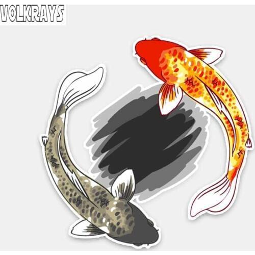Volkrays Fashion Car Sticker Animal Carp Exterior Accessories Reflective Waterproof Cover Scratches PVC Decal,13cm*13cm