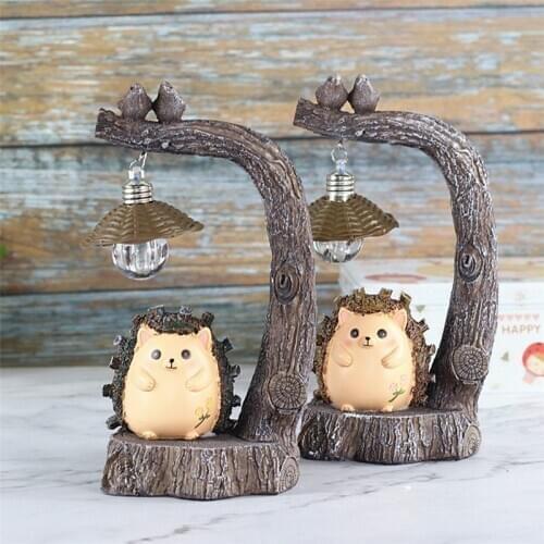 Japanese Garden Cartoon Animal Hedgehog Night Light Desktop Small Decorations Home Decoration Crafts