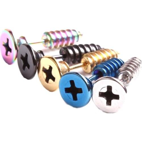 1pc Steampunk Screw Stud Earrings Fashion Design Stainless Steel Body Piercing Ear Stud For Men Women Anti Allergic