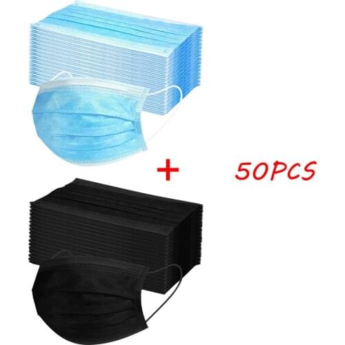 10/20/50 pcs Masques Face Masques 3 layer Ply Filter Anti Dust Adult Mouth Masque Black Halloween cosplay cubrebocas Use
