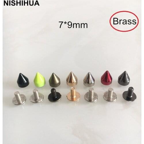100 Set Bullet Rivet Spike Stud,7*9mm Screw in DIY Metal Rivet,Brass Rivet Stud,Punk Rock Spike Leather Clothing Decoration