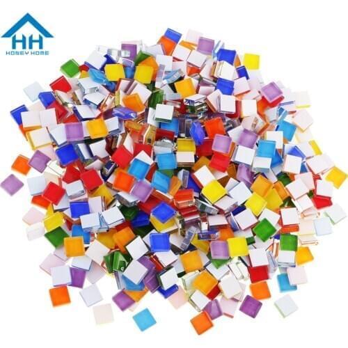 500pcs/pack DIY Mosaic Making Tiles for Art Crafts Creation Square Candy Mosaic Tiles Transparent Glass Tessera Home Decorations