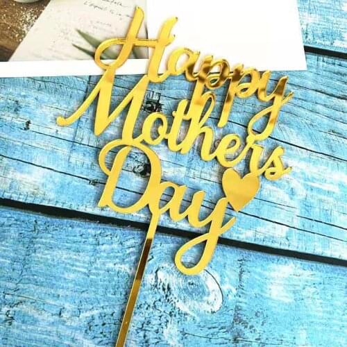 Happy Mothers And Fathers Day Acrylic Cake Toppers Mom Dad Birthday Party Cake Decoration Homemade Cupcake DIY Decor Supplies