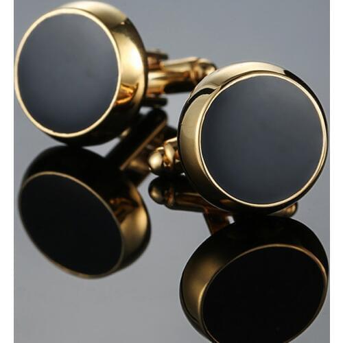Free shipping, new fashion round gold cufflinks mens shirt cufflinks senior designer carefully create shirt buttons