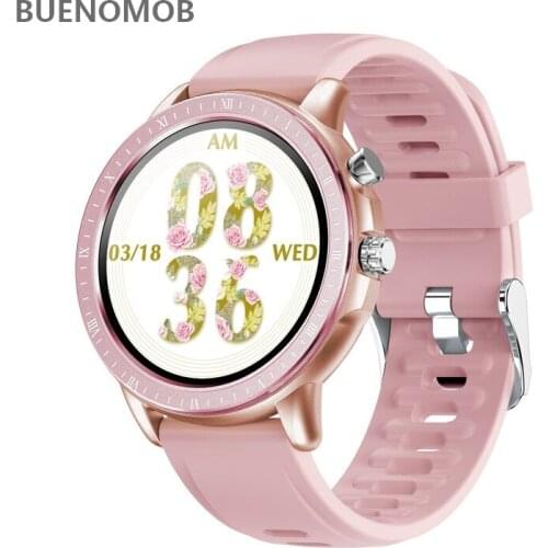 BUENOMOB 2020 New Smart Watch Women Men 1.3" Full Touch Round Screen Heart Rate Monitor Fitness Tracker Smartwatch For Ladies