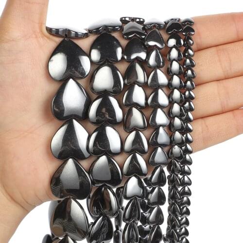Natural Stone Beads Arc Heart Black Hematite Beads Round Loose Beads For Jewelry Making DIY Bracelet Accessories