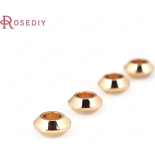 20PCS 5x2.5MM 24K Champagne Gold Color Plated Brass Small Spacer Beads Bracelet Beads High Quality Jewelry Accessories