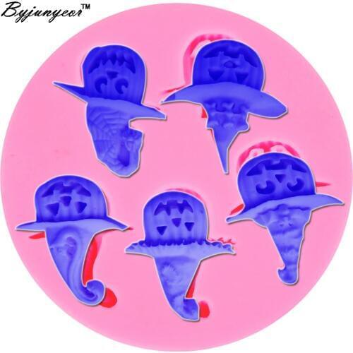 Byjunyeor M100 Epoxy UV Resin Halloween Pumpkin Hats silicone Mold Cake Decorating Tools Chocolate Fondant Mold